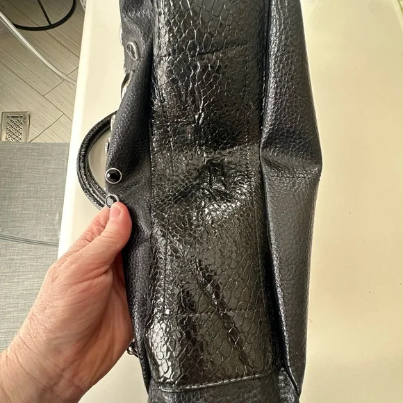 Kathy Van Zealand Y2K Black Studded Gem-Embellished vegan leather Satchel - Picture 7 of 15